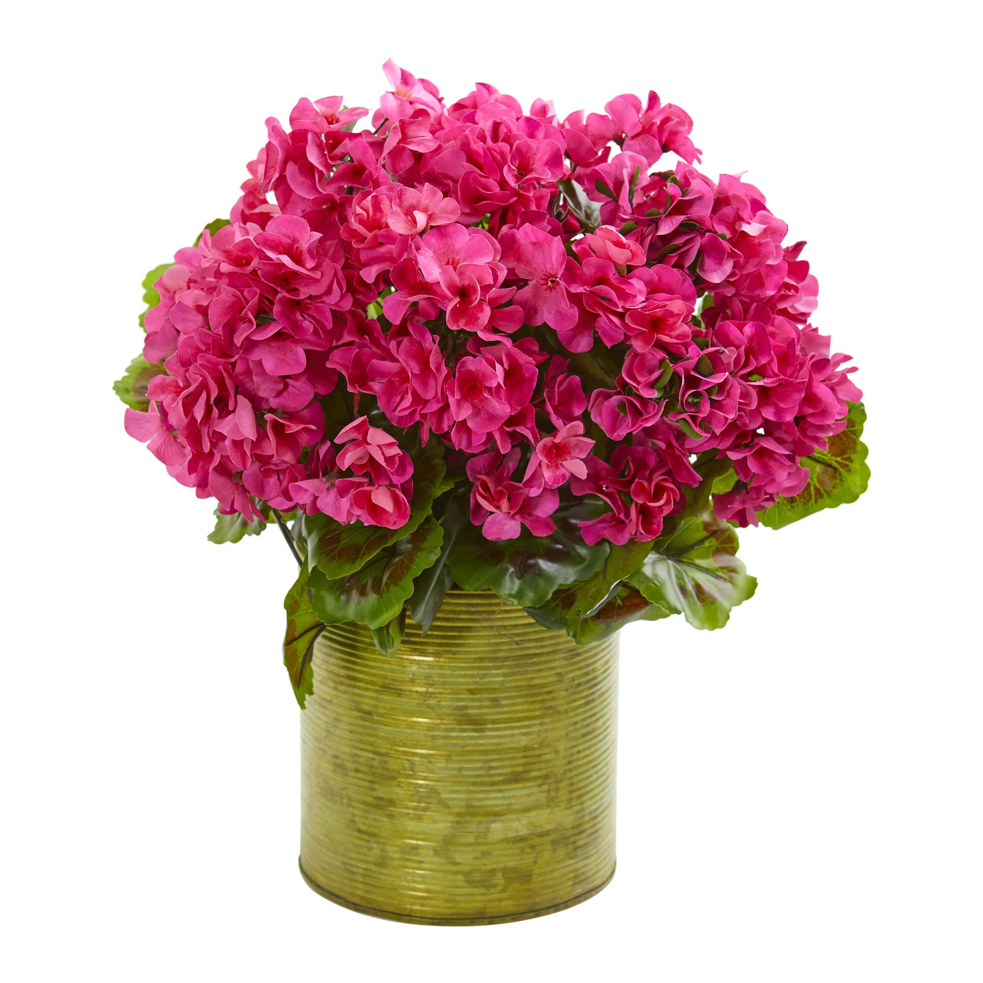 20" Geranium in Metal Planter